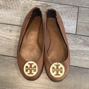 Tory Burch Brown Logo Flats